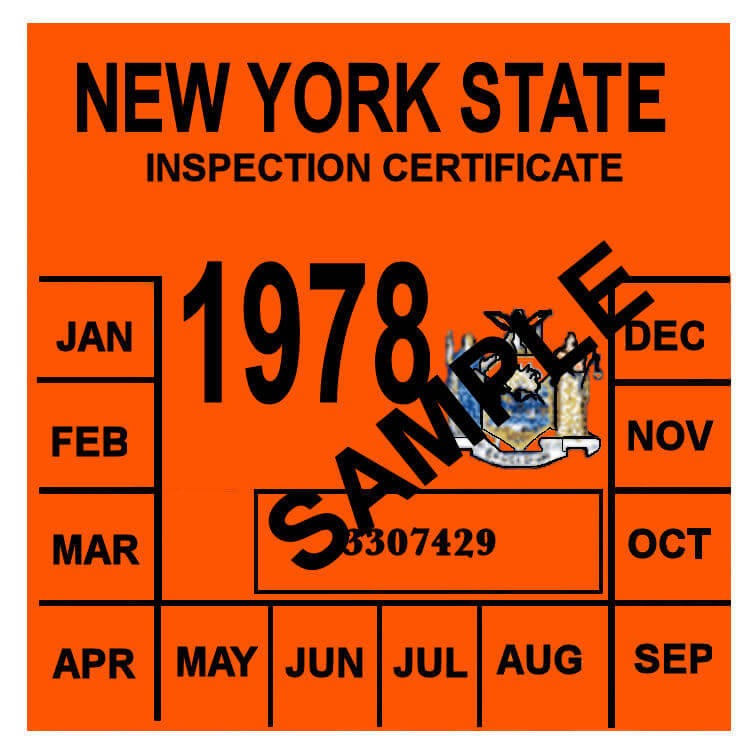 Modal Additional Images for 1978 New York INSPECTION Sticker